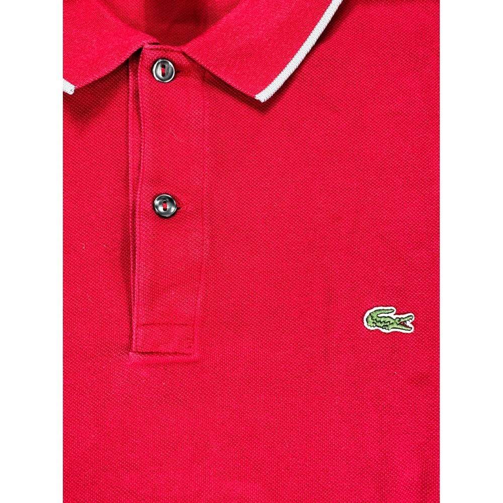 Lacoste Mens Red Regular Fit Pique Polo Shirt Size 8 3XL Short Sleeve - Picture 2 of 6